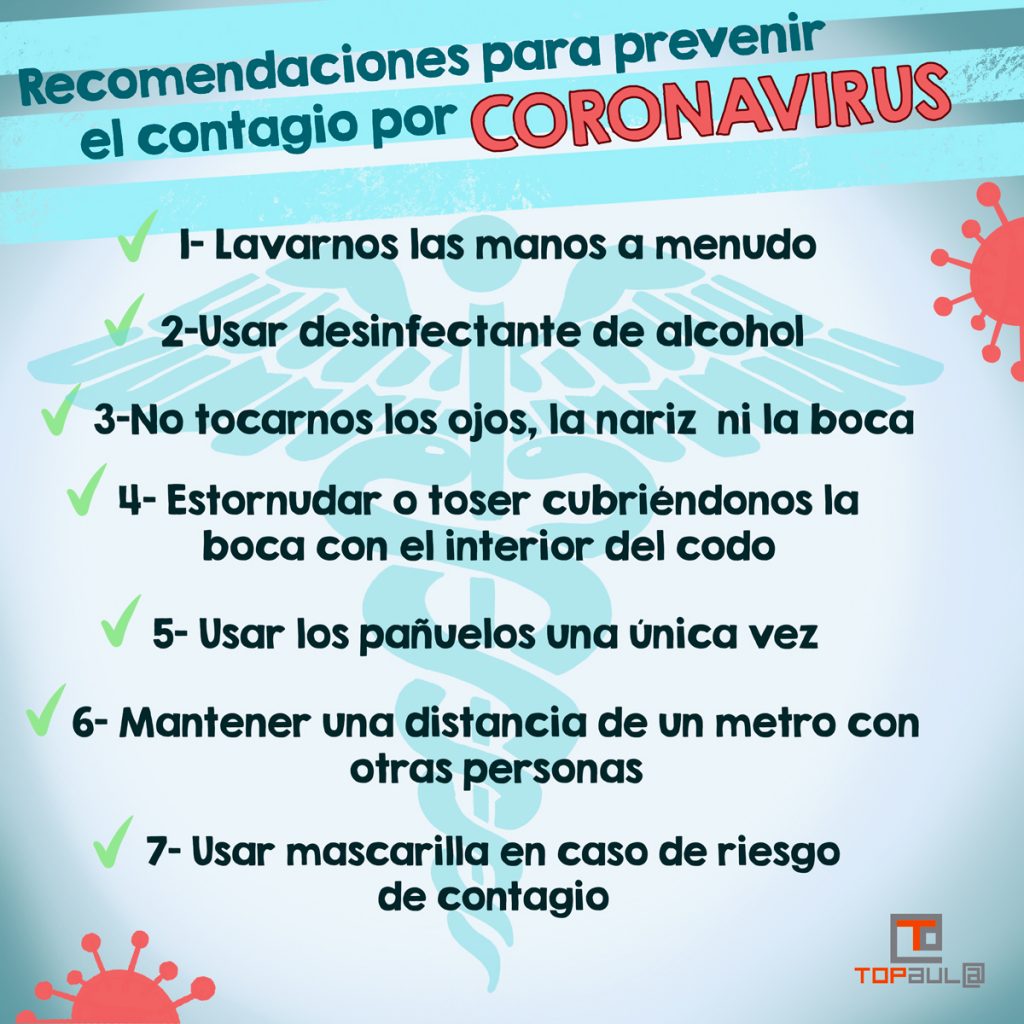 Infografía - Recomendaciones para prevenir el contagio por coronavirus - www.topaula.com
